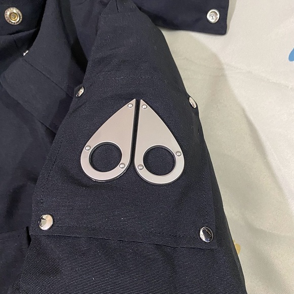 Moose Knuckles Black Down Jacket with Fur Collar and Hood - Picture 4 of 12